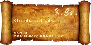 Kleinhans Csaba névjegykártya